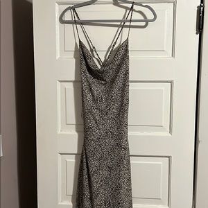 Cowl neck midi cocktail dress
